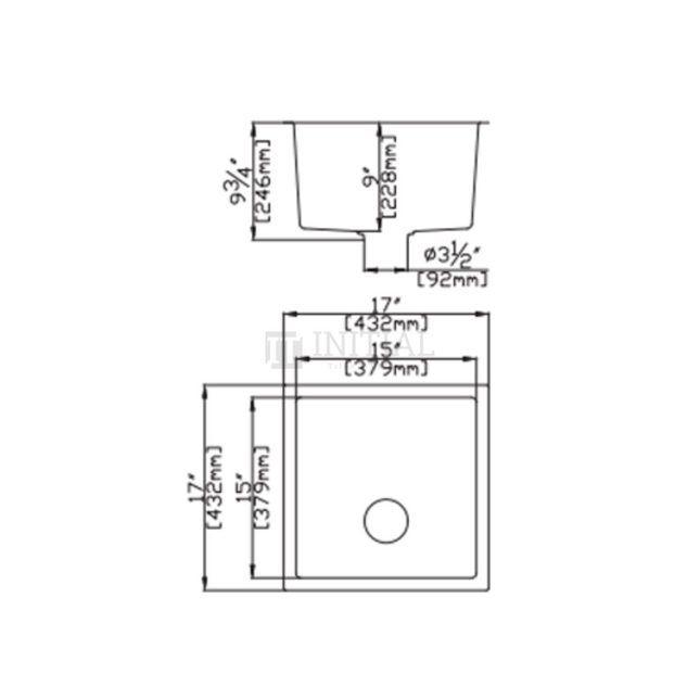 Granite Quartz Stone Top/Undermount Kitchen Sink Single Bowl 432x432x246 Matt Black ,