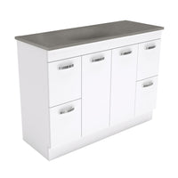 Fienza UniCab Gloss White 1200 Cabinet on Kickboard, Solid Doors , With Moulded Basin-Top - Satori Concrete