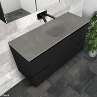 Fienza Fingerpull Satin Black 1200 Wall Hung Cabinet, Solid Doors ,