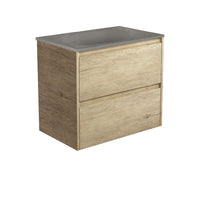 Fienza Amato Scandi Oak 750 Wall Hung Cabinet, Solid Panels, Bevelled Edge , With Moulded Basin-Top - Satori Concrete Scandi Oak Panels