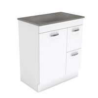 Fienza UniCab Gloss White 750 Cabinet on Kickboard , With Moulded Basin-Top - Satori Concrete Right Hand Drawer