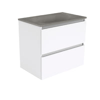 Fienza Quest Gloss White 750 Wall Hung Cabinet, 2 Solid Drawers , With Moulded Basin-Top - Satori Concrete