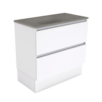 Fienza Quest Gloss White 900 Cabinet on Kickboard, 2 Drawers , With Moulded Basin-Top - Satori Concrete