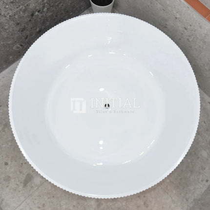 Sunshine Groove 1500 Gloss White Fluted Freestanding Bathtub, Round ,