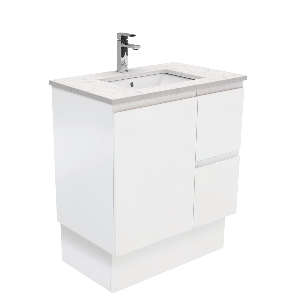 Fienza Fingerpull Satin White 750 Cabinet on Kickboard