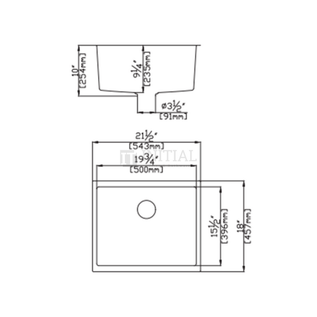 Granite Quartz Stone Top/Undermount Kitchen Sink 543x457x250 Matt Black ,