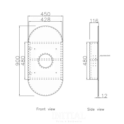 Otti Noosa Matte White Wall Mounted Shaving Cabinet 900x450x116mm ,