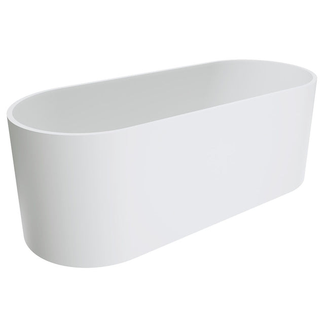 Fienza Encanto 1700 Freestanding Resin Stone Bathtub, Matte White, Oval ,