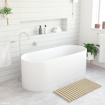 Fienza Encanto 1700 Freestanding Resin Stone Bathtub, Matte White, Oval ,