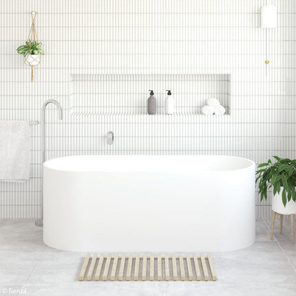 Fienza Encanto 1700 Freestanding Resin Stone Bathtub, Matte White, Oval ,