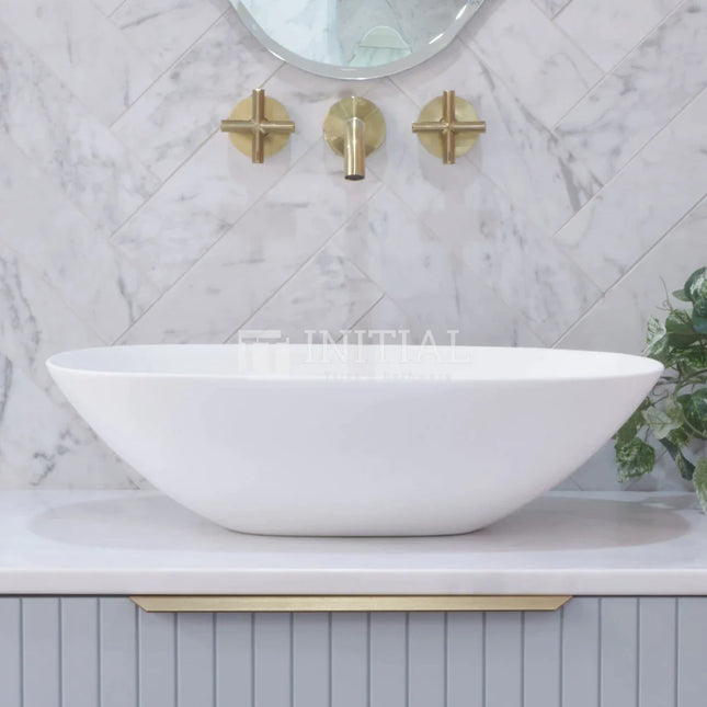 Rolo Matte White Above Counter Basin, Single Bowl, Soft Rectangle, 540X360X150 ,