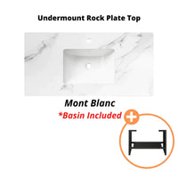 Otti Bruno Series Wall Hung Vanity with Double Basin Soft Close Doors Black Oak 1200W X 550H X 460D , + 15mm Undermount - Mont Blanc '+ 1200mm Leg