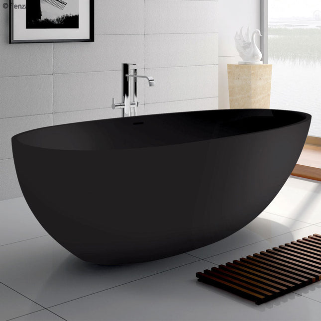 Fienza Bahama 1700 Freestanding Solid Surface Bathtub, Matte Black ,