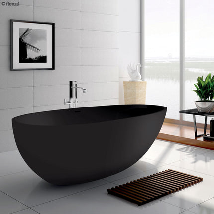 Fienza Bahama 1700 Freestanding Solid Surface Bathtub, Matte Black ,