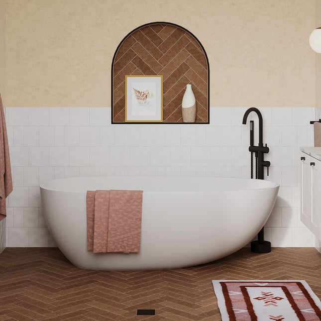 Fienza Bahama 1685 Freestanding Stone Bathtub, Matte White ,