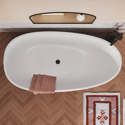 Fienza Bahama 1685 Freestanding Stone Bathtub, Matte White ,