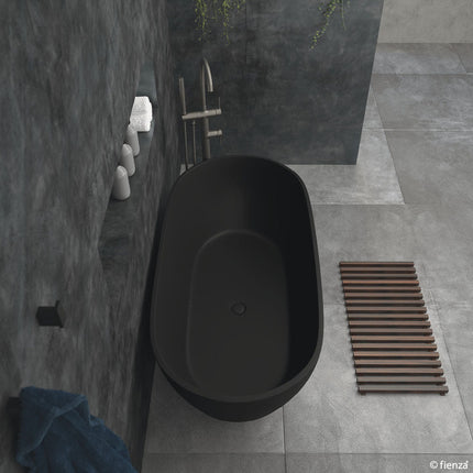 Fienza Luciana 1690 Freestanding Solid Surface Bathtub, Matte Black ,