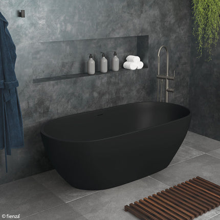 Fienza Luciana 1500 Freestanding Solid Surface Bathtub, Matte Black ,