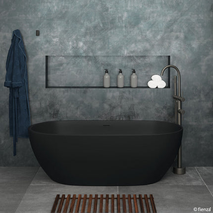 Fienza Luciana 1500 Freestanding Solid Surface Bathtub, Matte Black ,