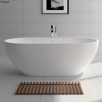 Fienza Nero Freestanding Solid Surface Bathtub, Matte White ,