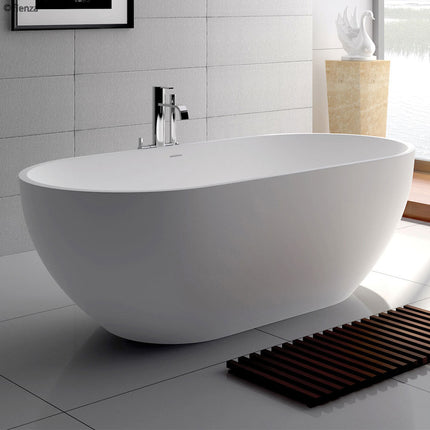 Fienza Nero Freestanding Solid Surface Bathtub, Matte White ,