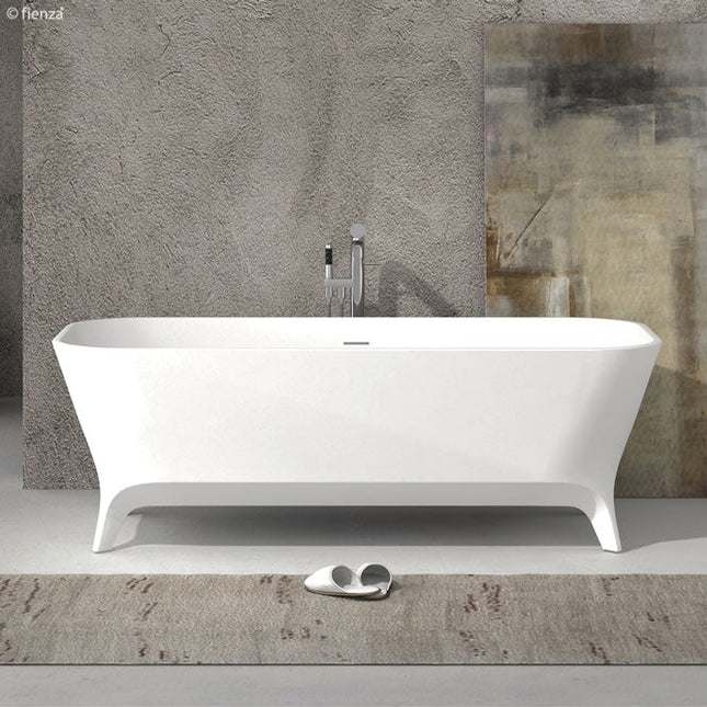 Fienza Hampton 1600 Freestanding Solid Surface Bathtub, Matte White ,