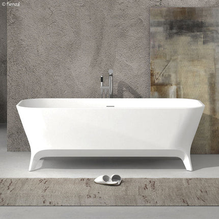 Fienza Hampton 1600 Freestanding Solid Surface Bathtub, Matte White ,