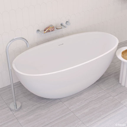 Fienza Sasso 1550 Freestanding Solid Surface Bathtub, Matte White ,