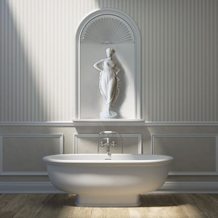 Fienza Rak Washington 1560 Vintage Freestanding Solid Surface Bathtub Matte White ,