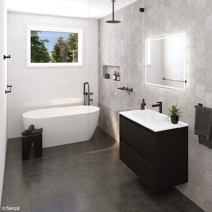 Fienza Sansa 900mm Matte Black Single Towel Rail ,