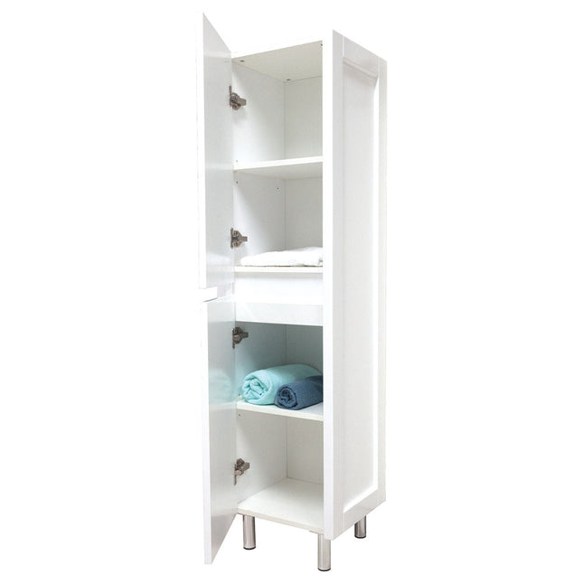 Fienza Hampton Satin White Tallboy Cabinet, 2 Solid Doors ,