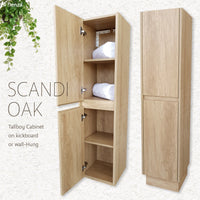 Fienza Edge Scandi Oak Wall Hung Tallboy Cabinet ,