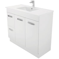 Fienza Dolce UniCab Gloss White 1000 Vanity on Kickboard, 1 Tap Hole , Left Drawers