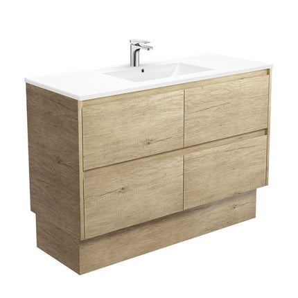 Fienza Amato Scandi Oak 1200 Cabinet on Kickboard, Solid Panels, Bevelled Edge , With Moulded Basin-Top - Dolce Ceramic Scandi Oak Panels