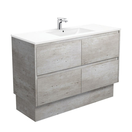Fienza Amato Industrial 1200 Cabinet on Kickboard, Solid Panels, Bevelled Edge , With Moulded Basin-Top - Dolce Ceramic Industrial Panels