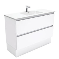 Fienza Quest Gloss White 1200 Cabinet on Kickboard, 2 Solid Drawers , With Moulded Basin-Top - Dolce Ceramic