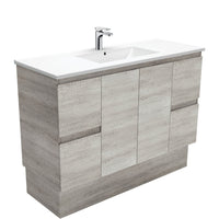 Fienza Edge Industrial 1200 Cabinet on Kickboard, Solid Doors, Bevelled Edge , With Moulded Basin-Top - Dolce Ceramic