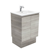 Fienza Edge Industrial 600 Cabinet on Kickboard, Solid Doors, Bevelled Edge , With Moulded Basin-Top - Dolce Ceramic