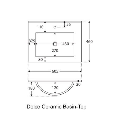 Fienza Fingerpull Gloss White 600 Wall Hung Cabinet, Solid Doors ,