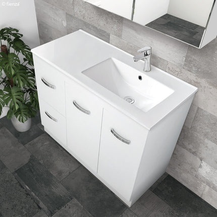 Fienza Dolce 900 Offset Vanity on Kickboard, 5 Colours, 1 Tap Hole ,