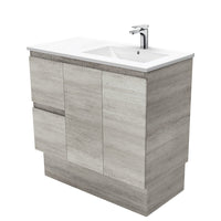 Fienza Dolce 900 Offset Vanity on Kickboard, 5 Colours, 1 Tap Hole , Edge Industrial Right-Basin