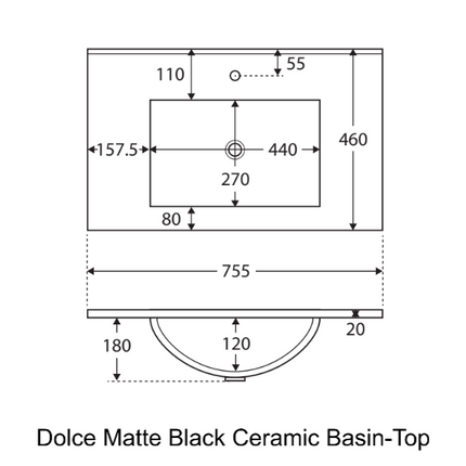 Fienza Hampton Satin White 750 Cabinet on Kickboard, 2 Solid Drawers ,