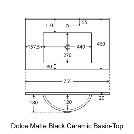 Fienza Hampton Satin White 750 Wall Hung Cabinet, 2 Solid Drawers ,