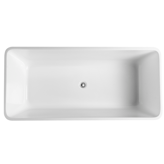 Bathroom Gloss White Kubic Floor Freestanding Bathtub with No Overflow 1700X750X580 ,