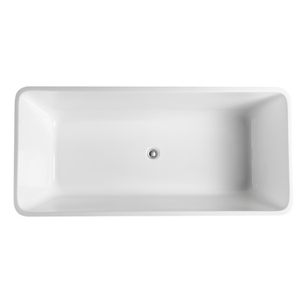 Bathroom Gloss White Kubic Floor Freestanding Bathtub with No Overflow 1400X710X590 ,