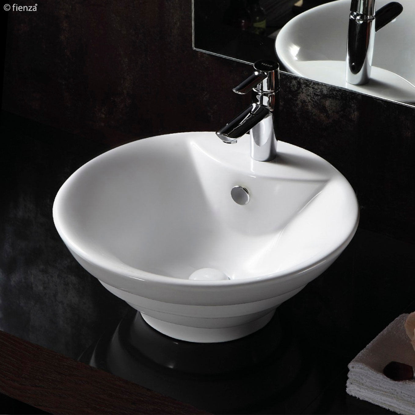 Fienza Cairo Gloss White Above Counter Basin, 4 Stepped ,
