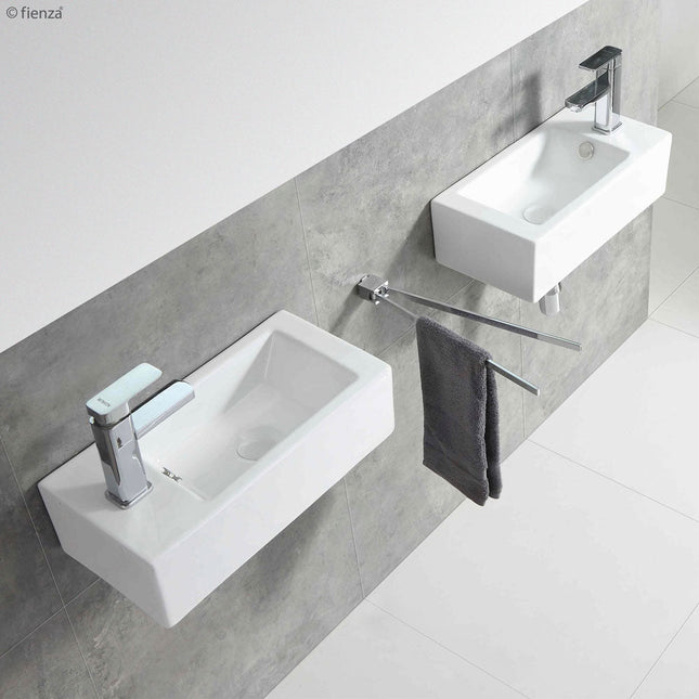 Fienza Linea Gloss White Right Bowl Wall Basin ,