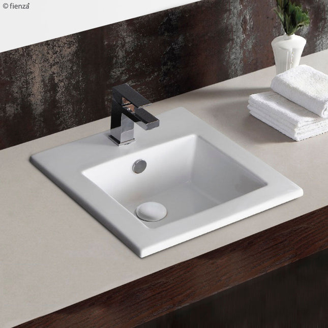 Fienza Allison Gloss White Fully Inset Basin, Square ,