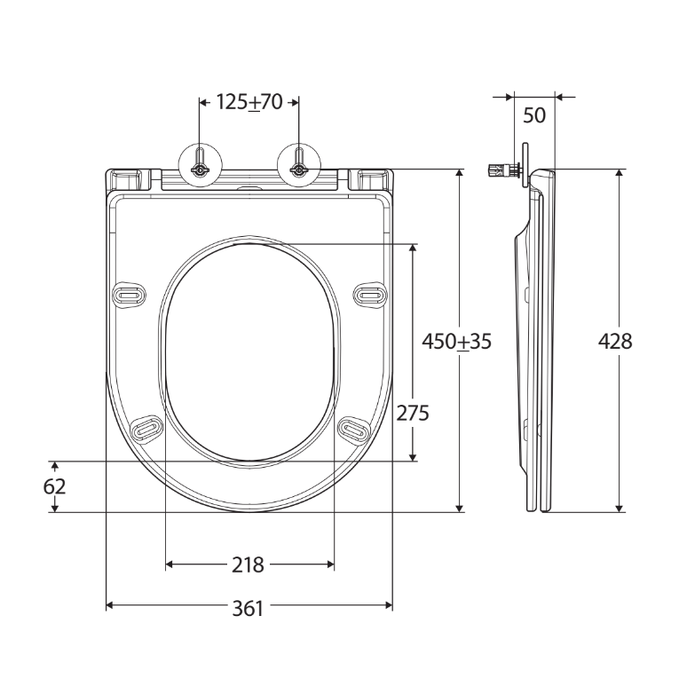 Fienza Slim Toilet Seat, Gloss White