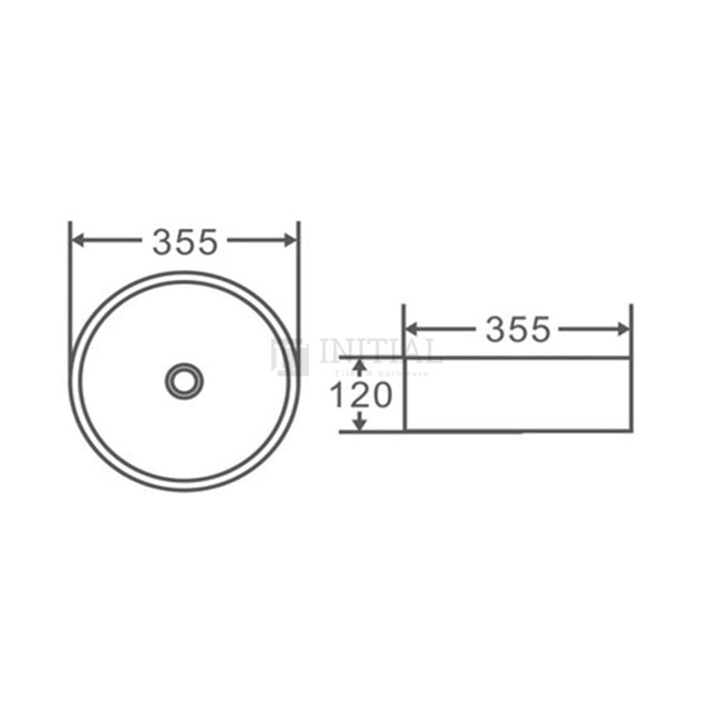 Gloss Round Ultra Slim Above Counter Basin White 355X355X114 ,